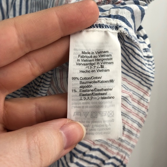 MADEWELL Drawstring Waist Striped Top Tie Side Blouse Light M Stripes L5107 - Picture 5 of 8